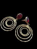 Aavya Ruby Spiral Drop Earrings