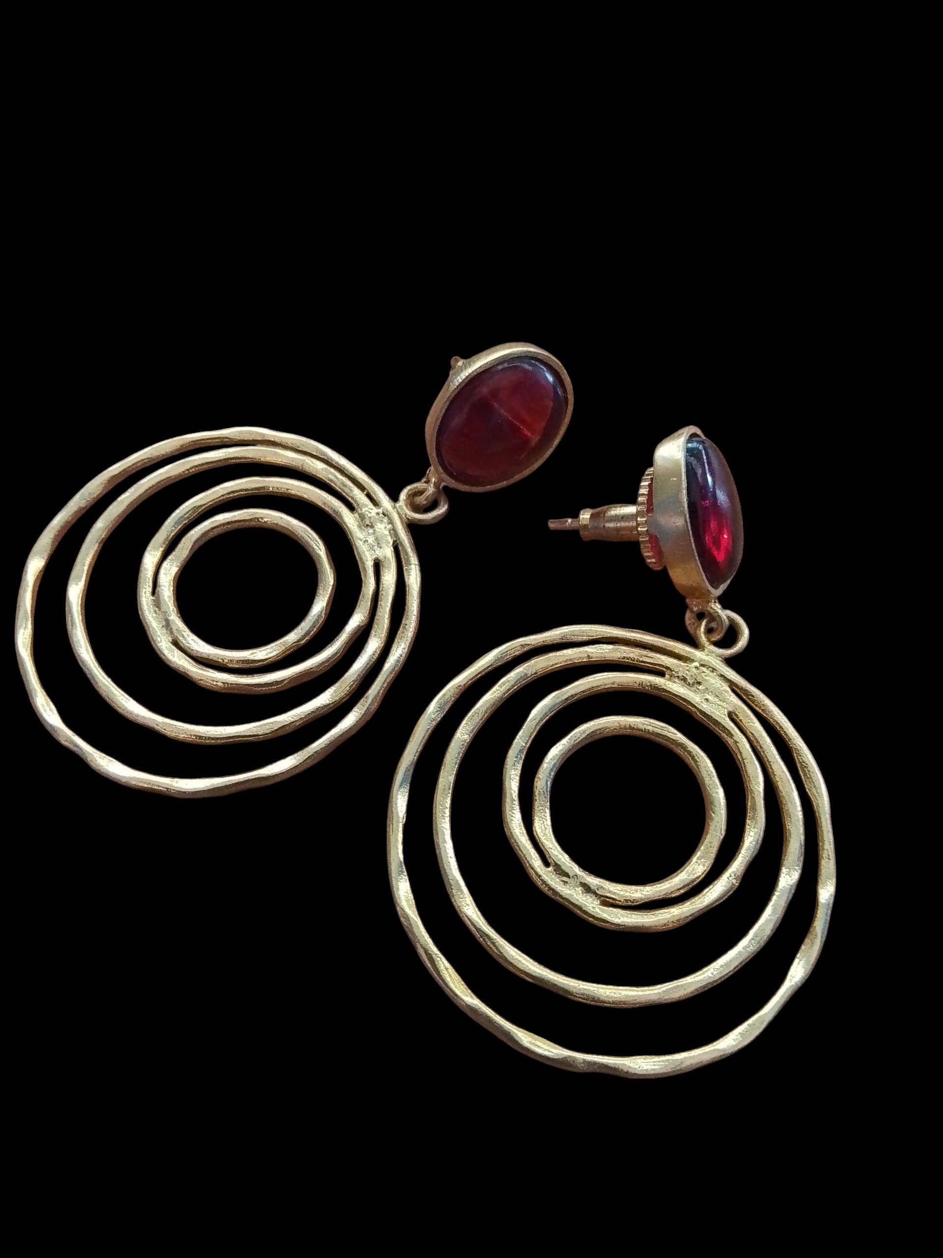 Aavya Ruby Spiral Drop Earrings