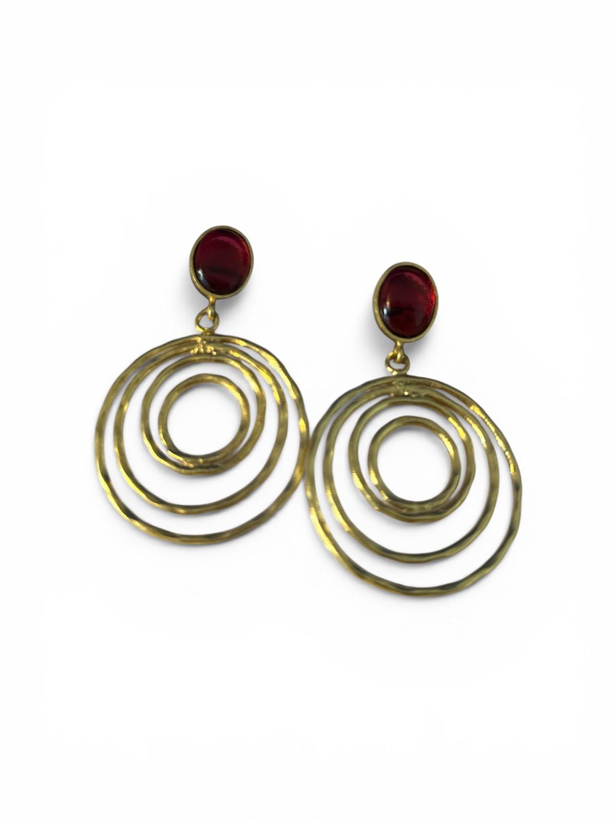 Aavya Ruby Spiral Drop Earrings